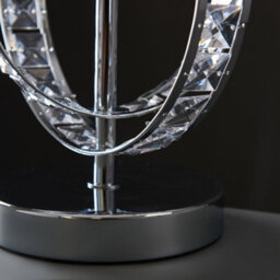 Valuelights Rothwell Chrome Acrylic Jewel Intertwined Double Hoop Design Table Lamp With Grey Light Shade - thumbnail 6