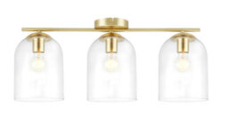 GoodHome Thestias Satin Glass & Metal Brass Effect 3 Lamp Ceiling Light - thumbnail 1