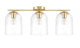 GoodHome Thestias Satin Glass & Metal Brass Effect 3 Lamp Ceiling Light - thumbnail 3