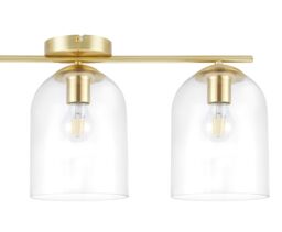 GoodHome Thestias Satin Glass & Metal Brass Effect 3 Lamp Ceiling Light - thumbnail 4