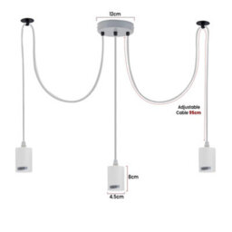 Ledsone 3 Heads Spider Light E27 Adjustable Diy Ceiling Spider Lamp Hanging Chandelier Light Modern Chic Pendant Lighting - thumbnail 3
