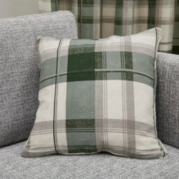 Fusion Balmoral Tartan Warm Woven Check 100% Cotton Bottle Green Filled Cushion