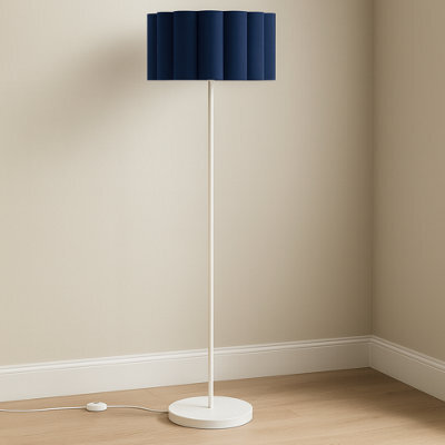 CGC Lighting Cgc Lena Cream Straight Floor Lamp With Large Navy Scalloped Lampshade - image 1