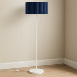 CGC Lighting Cgc Lena Cream Straight Floor Lamp With Large Navy Scalloped Lampshade - thumbnail 1