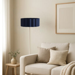 CGC Lighting Cgc Lena Cream Straight Floor Lamp With Large Navy Scalloped Lampshade - thumbnail 2