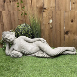 Stunning Stone Cast Reclining Buddha Ornament - thumbnail 1