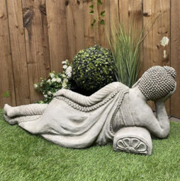 Stunning Stone Cast Reclining Buddha Ornament - thumbnail 6