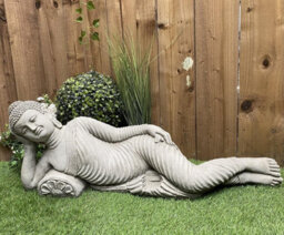 Stunning Stone Cast Reclining Buddha Ornament - thumbnail 4