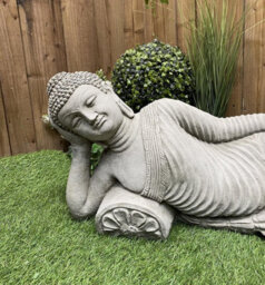 Stunning Stone Cast Reclining Buddha Ornament - thumbnail 5