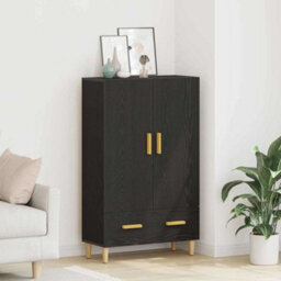 Walplus Highboard With Drawer Black 70 X 31 X 115 Cm Engineered Wood