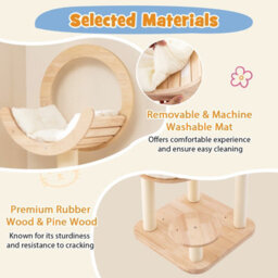 Costway 4-In-1 Wooden Cat Tower Large Modern Cat Tree Tower Multi-Level Cat Play Center - thumbnail 7