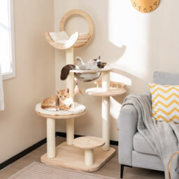 Costway 4-In-1 Wooden Cat Tower Large Modern Cat Tree Tower Multi-Level Cat Play Center - thumbnail 4