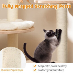 Costway 4-In-1 Wooden Cat Tower Large Modern Cat Tree Tower Multi-Level Cat Play Center - thumbnail 6
