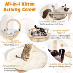 Costway 4-In-1 Wooden Cat Tower Large Modern Cat Tree Tower Multi-Level Cat Play Center - thumbnail 5