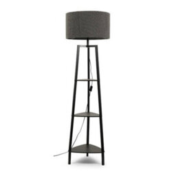 Valuelights Hiru Grey 3 Tier Shelf Floor Lamp With Cream Boucle Shade And Bulb - thumbnail 5