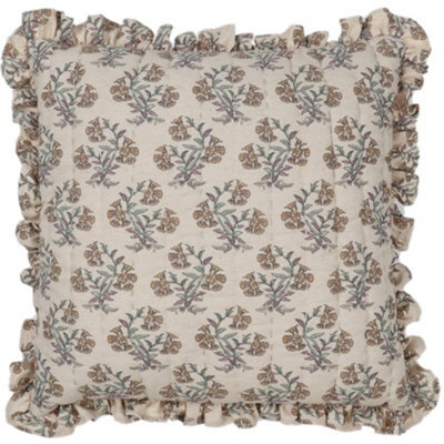 Multicoloured Floral Embroidered & Printed Effect Indoor Cushion (L)45Cm (W)45Cm - image 1