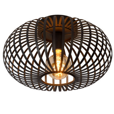 Lucide Manuela Vintage Flush Ceiling Light 39.5Cm- 1Xe27 - Black - image 1