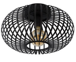 Lucide Manuela Vintage Flush Ceiling Light 39.5Cm- 1Xe27 - Black - thumbnail 2