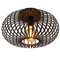 Lucide Manuela Vintage Flush Ceiling Light 39.5Cm- 1Xe27 - Black