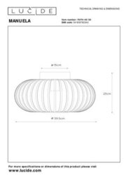 Lucide Manuela Vintage Flush Ceiling Light 39.5Cm- 1Xe27 - Black - thumbnail 7