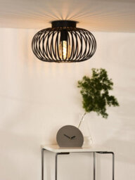 Lucide Manuela Vintage Flush Ceiling Light 39.5Cm- 1Xe27 - Black - thumbnail 4