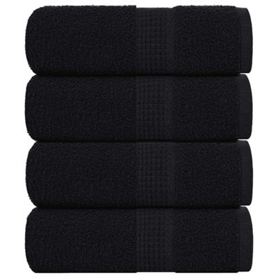 Walplus Guest Towels 4 Pcs Black 30X50 Cm 360 Gsm 100% Cotton - image 1