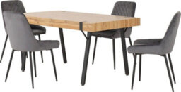 Seconique Treviso Light Oak Effect And Black Dining Set With Grey Velvet Avery Chairs - thumbnail 1
