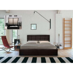 Comfy Living 5Ft Chanel Faux Leather Ottoman Storage Bed Chocolate