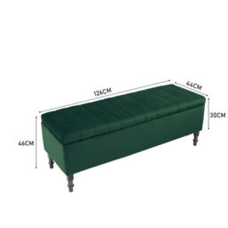 Living And Home Green Modern Velvet Upholstered Storage Ottoman Bench With Padded Wood Legs W 1260 X D 440 X H 460 mm - thumbnail 6