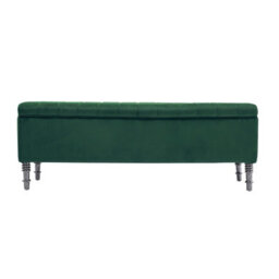 Living And Home Green Modern Velvet Upholstered Storage Ottoman Bench With Padded Wood Legs W 1260 X D 440 X H 460 mm - thumbnail 3
