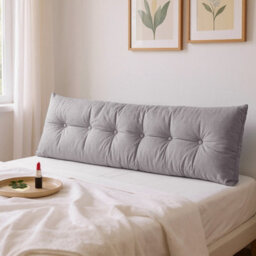 Living And Home Light Gray Cotton And Linen Triangular Tatami Headboard Cushion/pillow, 180Cm W X 20Cm D X 50Cm H - thumbnail 3