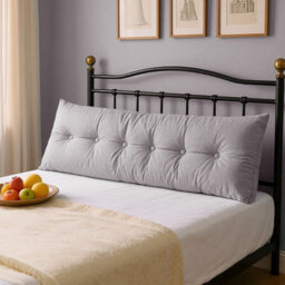 Living And Home Light Gray Cotton And Linen Triangular Tatami Headboard Cushion/pillow, 180Cm W X 20Cm D X 50Cm H