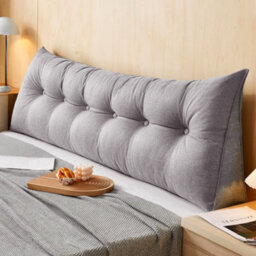 Living And Home Light Gray Cotton And Linen Triangular Tatami Headboard Cushion/pillow, 180Cm W X 20Cm D X 50Cm H - thumbnail 2