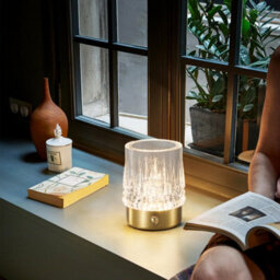 Harper Living Rechargeable Table Lamp, Small Battery Operated Desk Lamp, Cylindrical Shade, Gold Finish - thumbnail 3
