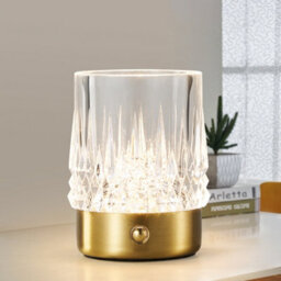Harper Living Rechargeable Table Lamp, Small Battery Operated Desk Lamp, Cylindrical Shade, Gold Finish - thumbnail 2