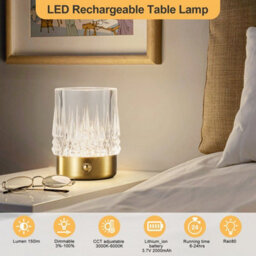 Harper Living Rechargeable Table Lamp, Small Battery Operated Desk Lamp, Cylindrical Shade, Gold Finish - thumbnail 5