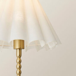 Valuelights Maeve White Scallop Pleated Tapered Shade Brushed Gold Bobbin Bobble Table Lamp - thumbnail 3