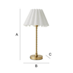 Valuelights Maeve White Scallop Pleated Tapered Shade Brushed Gold Bobbin Bobble Table Lamp - thumbnail 7