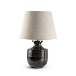 Large Black Brown Wash Wooden Table Lamp With Fabric Shade For Living Room Or Bedroom 58X40X40Cm