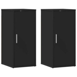 Berkfield Durable Shoe Cabinets 2 Pcs Black 32X35X70 Cm Engineered Wood - thumbnail 1