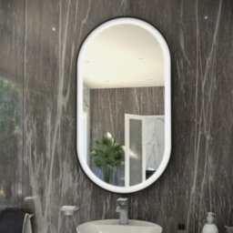 RAK Ceramics Rak Art Oval Matt Black Led Illuminated Bathroom Mirror With Touch Sensor & Demister Pad, 450 X 1000mm