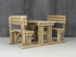 Arbor Garden Solutions Alders Wooden Picnic Bench And Table Set, Outdoor Dining Set With Backrest (4Ft, Natural Finish) - thumbnail 3