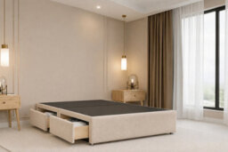 "Nexus Windsor Plush Divan, Pebble, 54"" Winged Hb, 2 Drawers Foot-End, Open Coil Mattress, King" - thumbnail 6