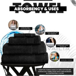 Gc Gaveno Cavailia Hampton Royal 4 Pack Bath Towel 70X120 Black Egyptian Cotton Premier Super Absorbent Towel - thumbnail 3