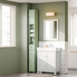 Sobuy Bzr34-Ii-Gr,tall Bathroom Storage Cabinet - Slim Bathroom Unit,compact Bathroom Furniture,light Green,w20Xd20Xh180 - thumbnail 5