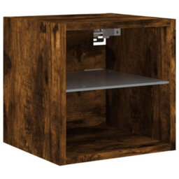 Berkfield Durable Tv Wall Cabinets With Led Lights 2 Pcs Smoked Oak 30X28.5X30 Cm - thumbnail 8