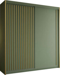 M N Furniture Ltd Wardrobe With Led Light Modern 2 Or 3 Door Sliding Wardrobe-Golden Trim Bedroom Cabinet 150Cm,203Cm,250Cm (Green 150Cm) - thumbnail 2
