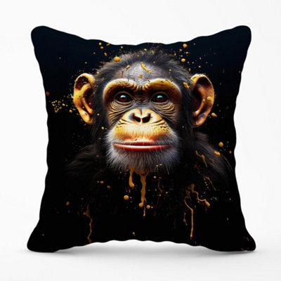 Warren Reed Designer Splashart Cheeky Chimp Face Cushions 45Cm X 45Cm - image 1