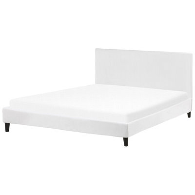 Beliani Bed Velvet Fitou 180 X 200 Cm (Eu Super King) White - image 1