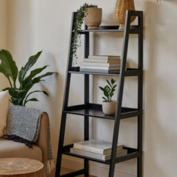 Wyld Haus Florence Black Step Ladder Bookcase 4-Shelf Freestanding - thumbnail 2